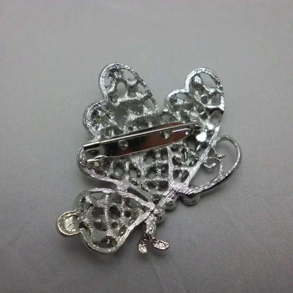 Silver Clear Plastic Rhinestone Butterfly - Picture 4 of 4